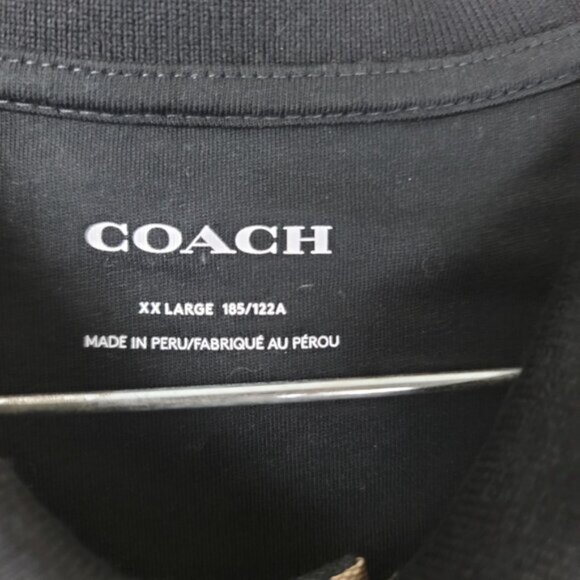 Coach Men Polo Shirt Signature Logo XXL Classic Black Designer Polo - Picture 11 of 14